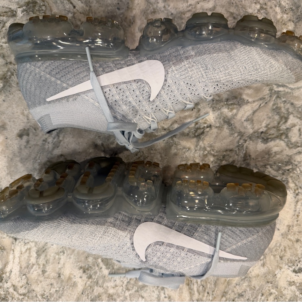 Nike Light Gray and White Air VaporMax Shoes